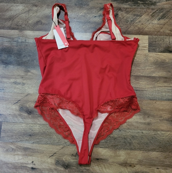 Popilush Red Lace V Neck Corset Shapewear Tummy Control Bodysuit Size 3XL - Picture 10 of 11